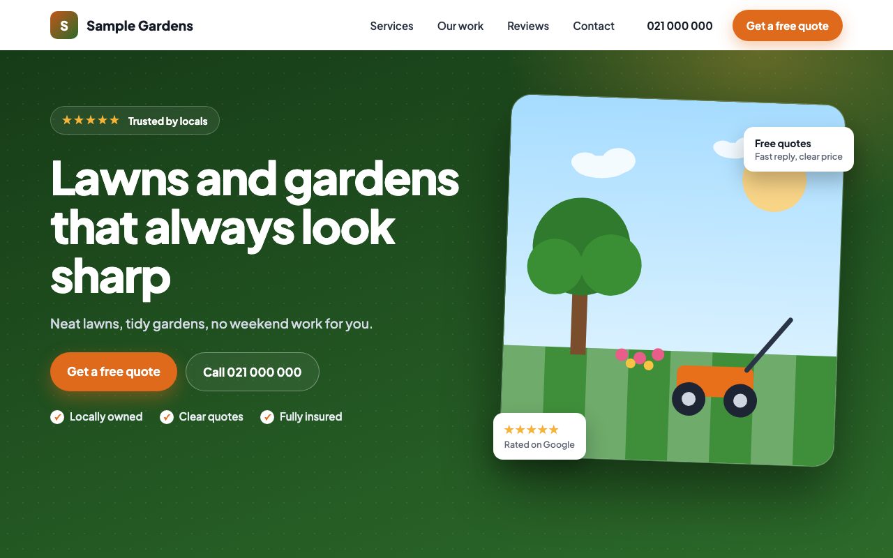Sample gardening business website design