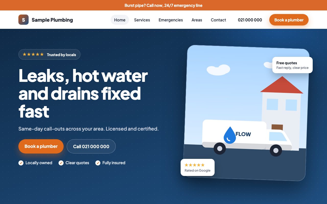 Sample plumbing website design